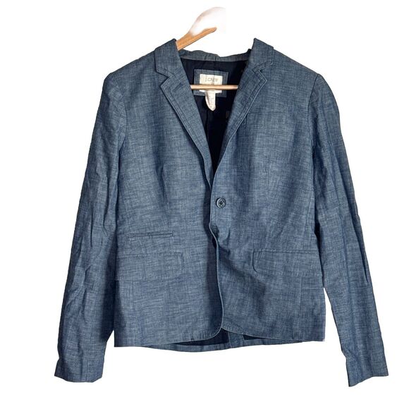 J. Crew Jackets & Blazers - J.Crew Women's Blue Schoolboy Chambray Button Up Career Blazer Jacket Size 6